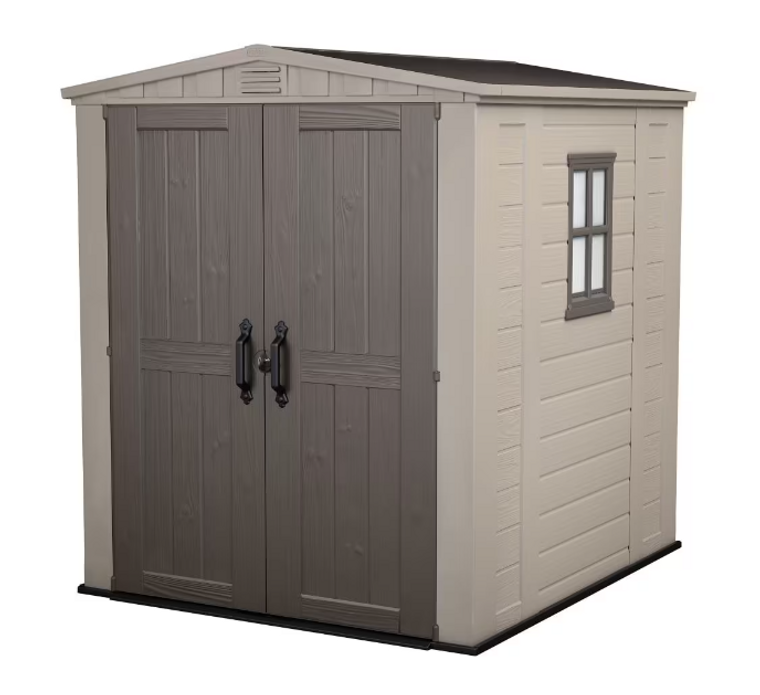 Keter Factor 6 ft. x 6 ft. Resin Outdoor Storage Shed - Durable and Weather-Resistant-A2ZHOME