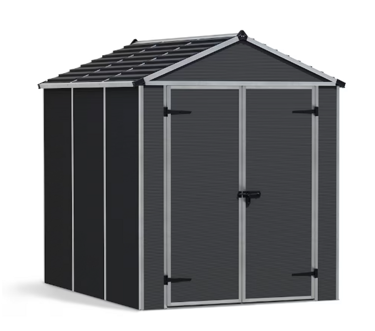 Canopia by Palram Rubicon 6 ft. x 8 ft. Dark Gray Garden Storage Shed-A2ZHOME