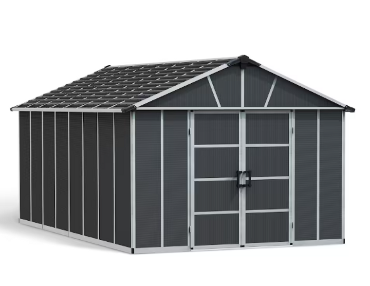 CANOPIA by PALRAM Yukon 11 ft. x 17 ft. Dark Grey Large Garden Outdoor Storage Shed - Spacious and Stylish Outdoor Storage Solution-A2ZHOME