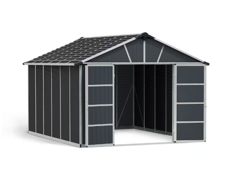 CANOPIA by PALRAM Yukon 11 ft. x 13 ft. Dark Grey Large Garden Outdoor Storage Shed - Spacious and Stylish Outdoor Storage Solution-A2ZHOME