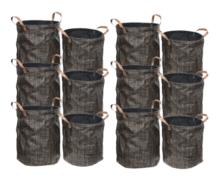 IH Casa Decor 2Pc Textilene Round Storage Basket with Handles - Chocolate - 18" x 14" x 14" - (6/CASE)-A2ZHOME