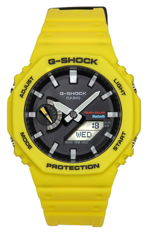 Casio G-shock Mobile Link Analog Digital Yellow Resin Strap Black Dial Solar Ga-b2100c-9a 200m Men's Watch