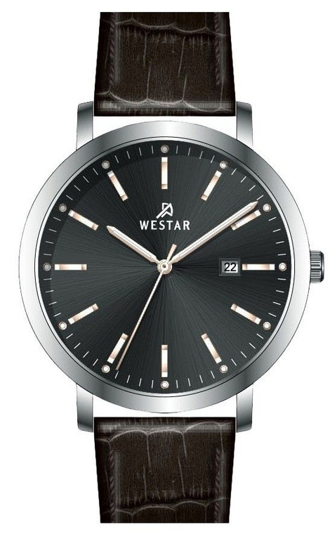 Westar Profile Leather Strap Black Dial Quartz 50216stn623 Men's Watch