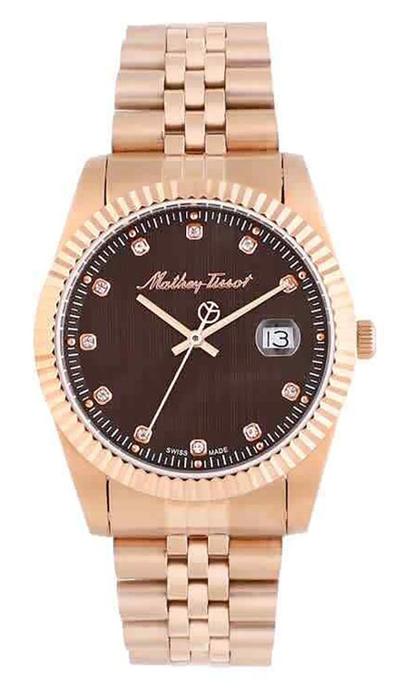 Mathey-tissot Mathy Ii Rose Gold Stainless Steel Brown Dial Quartz H710prm Men's Watch