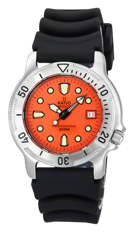 Ratio Freediver Professional Sapphire Orange Dial Quartz 22ad202-org 200m Men's Watch