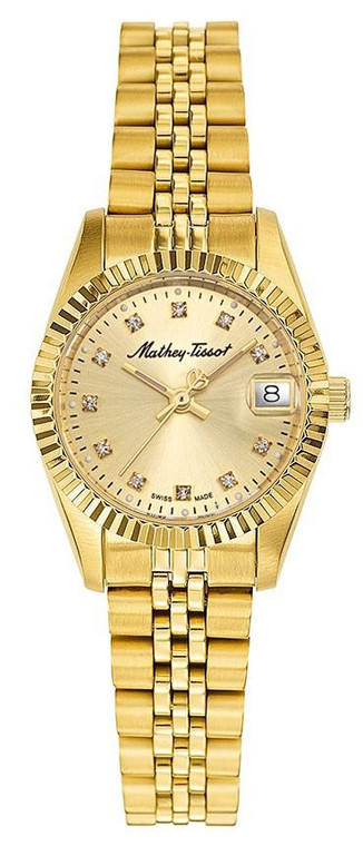 Mathey-tissot Mathy Ii Gold Tone Stainless Steel Gold Dial Quartz D710pdi Women's Watch