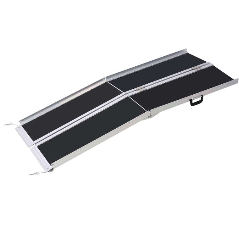 A2ZHOME 7ft Wheelchair Ramp, Aluminium Threshold Ramp, Portable and Foldable, 600 Pound Capacity, Non-Skid Surface, Two Separate Pieces, for Home, Steps, Stairs, Doorways