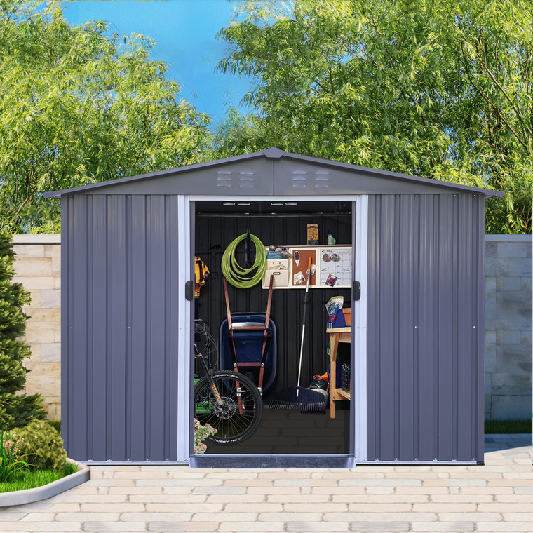 A2ZHOME 8 x 6 FT Large Metal Tool Shed: Heavy-Duty Outdoor Storage Solution