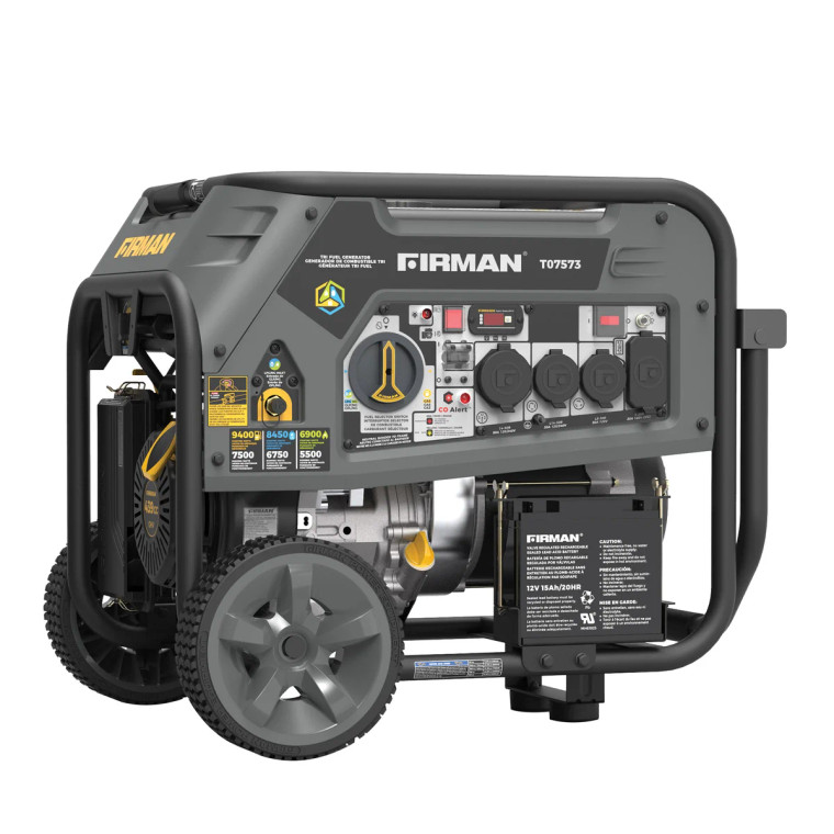 Firman 9,400W Peak / 7,500W Running Tri-Fuel Portable Generator with CO Shut-Off