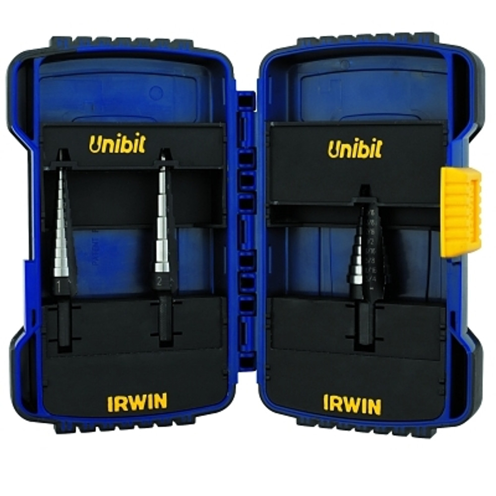 Stanley® Products Irwin® 10502ZR Unibit® Step Drill Set, 3-Pc, HSS #1/#2/#3