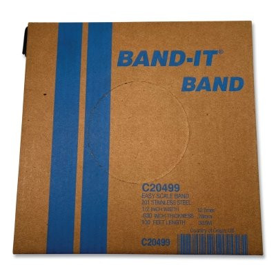 Band-It® Stainless Steel Band, 1/2 in L x 0.030 in Thick x 100 ft L, SS 201