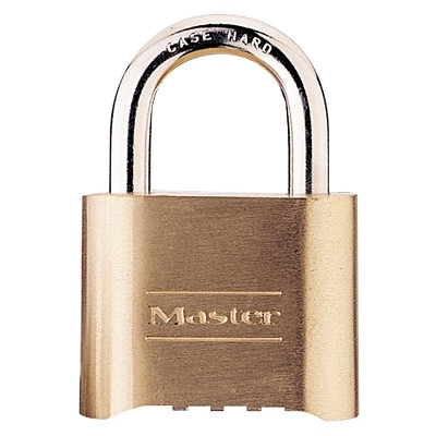 Master Lock® No. 175 Combination Brass Padlock, 5/16 in dia, 1 in L x 1 in W, Steel