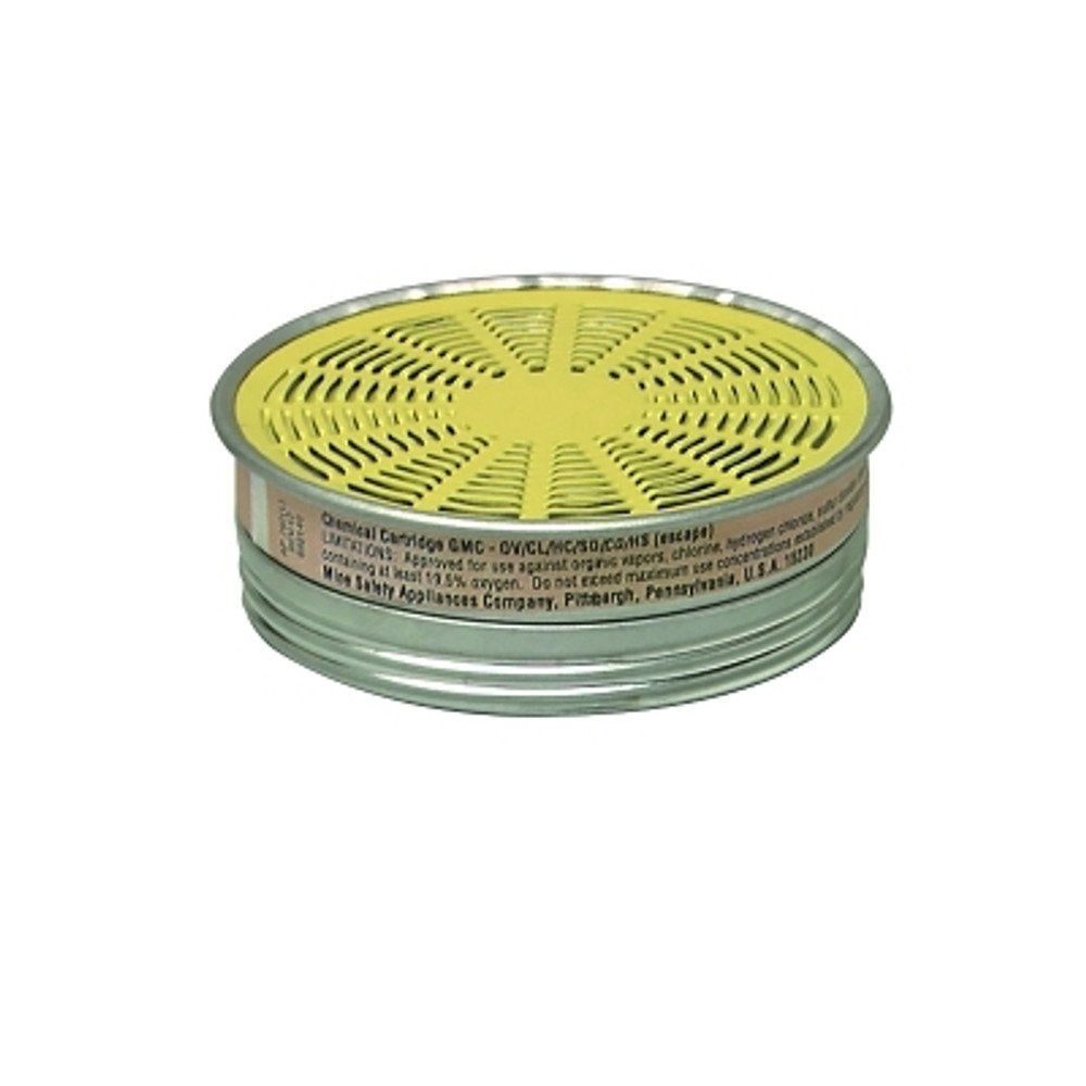 MSA 464046 Comfo® Respirator Cartridge, OV/CL/CD/HC/HS/SD, Comfo®/Advantage® Respirators, NIOSH Color Code Yellow