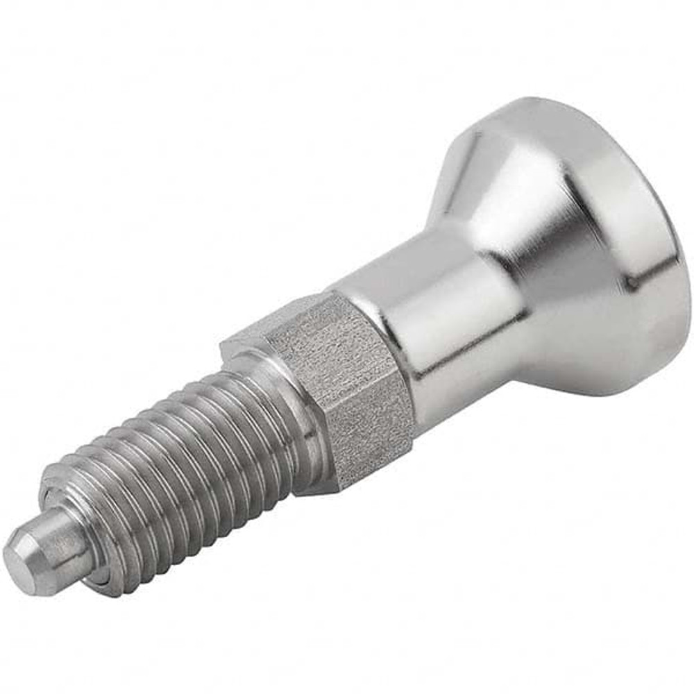 KIPP K0632.001412 M20x1.5, 25mm Thread Length, 12mm Plunger Diam, Hardened Locking Pin Knob Handle Indexing Plunger