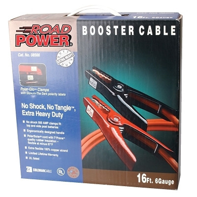 Southwire Automotive Booster Cables, 4/1 AWG, 12 ft, Red