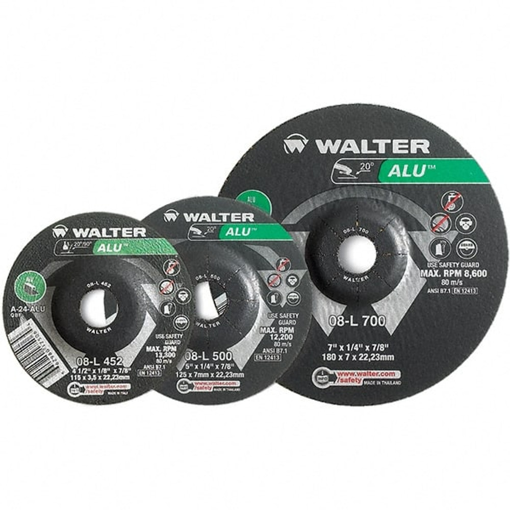 WALTER Surface Technologies 08L907 Depressed Grinding Wheel:  Type 27,  9" Dia,  1/8" Thick,  Aluminum Oxide