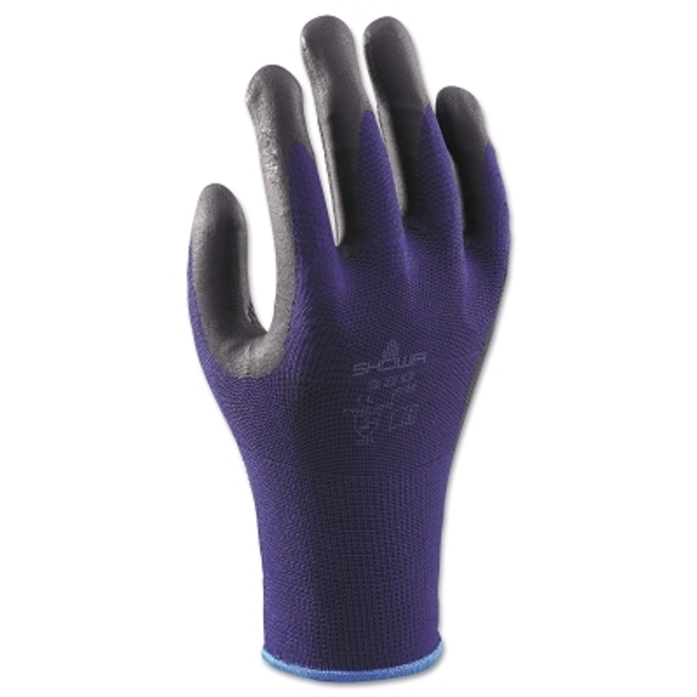 SHOWA® 380L08 380 Coated Glove, 8/Large, Black/Blue