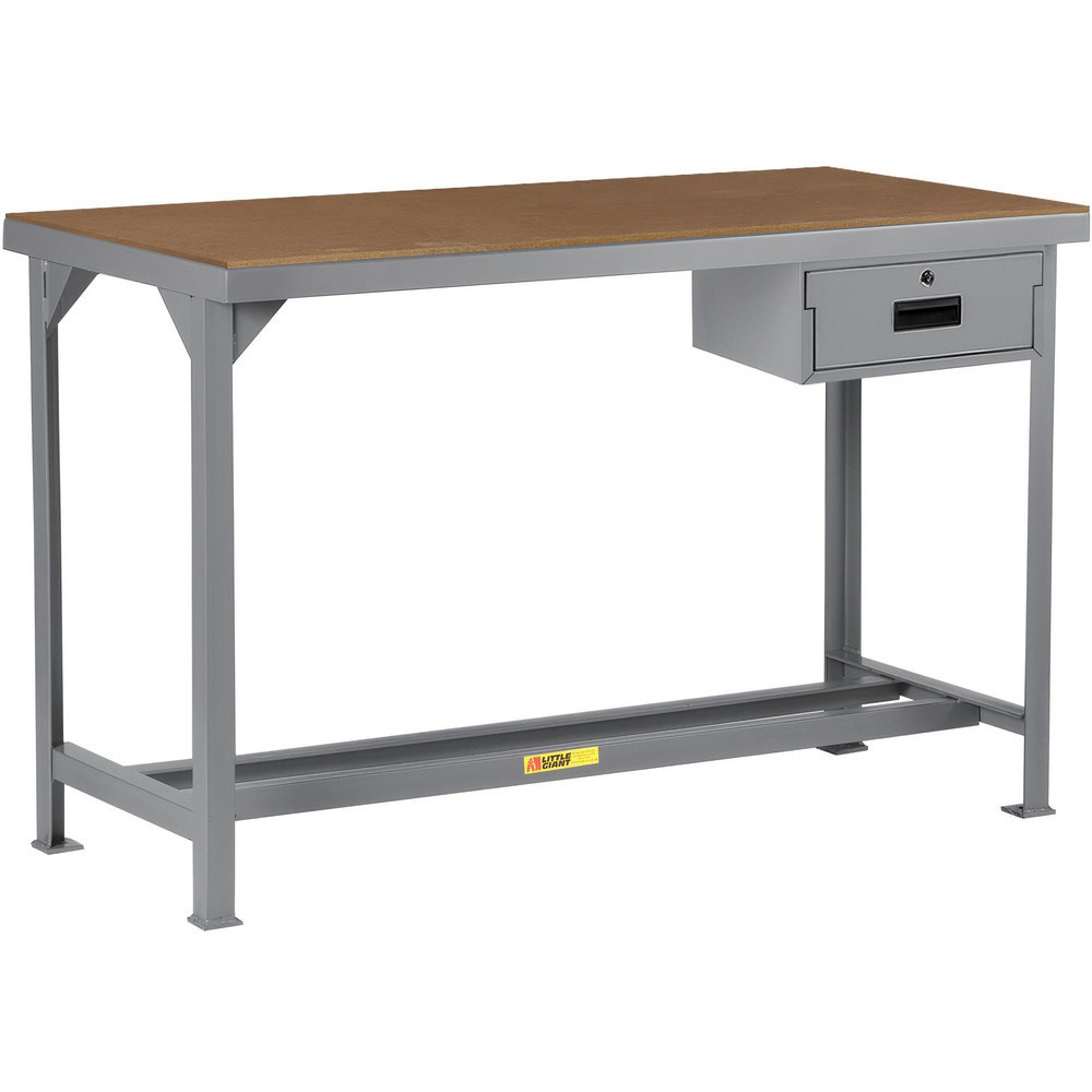 Little Giant. WSH1-3684-36-DR Stationary Work Benches, Tables; Bench Style: Heavy-Duty Use Workbench ; Edge Type: Square ; Leg Style: Fixed with Pre-Drill Holes for Anchoring ; Depth (Inch): 36 ; Color: Gray ; Maximum Height (Inch): 36