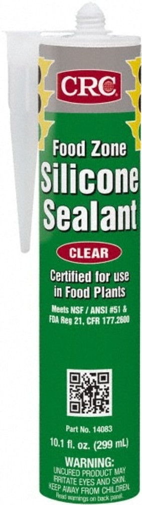 CRC 1004813 Food Grade Silicone Sealant: 10.1 oz Cartridge, Clear, Hydroxy-Terminated Polydimethylsiloxane & Silica