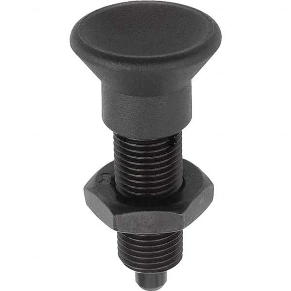 KIPP K0343.2105AL 3/8-24, 24mm Thread Length, 5mm Plunger Diam, Hardened Locking Pin Knob Handle Indexing Plunger