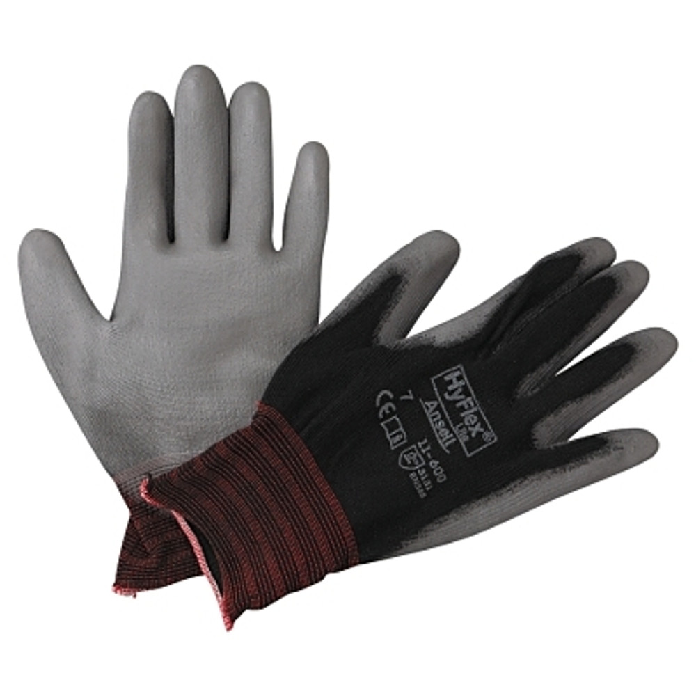 Ansell HyFlex® 103359 11-600 Palm-Coated Gloves, Size 6, Black