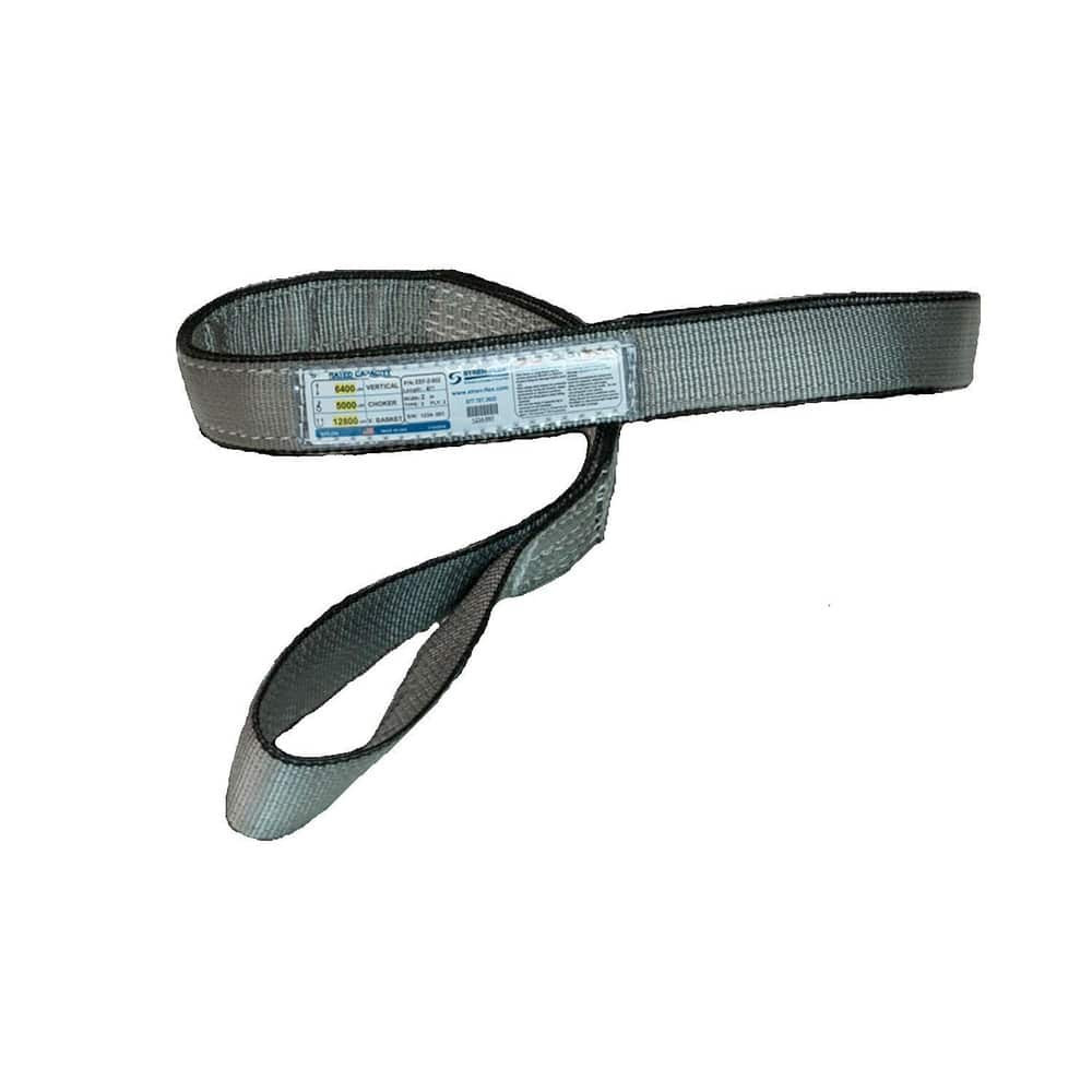 Stren-Flex EET-1-902PGE-16 Eye & Eye Sling: 2" Wide, 16' Long, 3,200 lb Vertical, 2,500 lb Choker, 6,400 lb Basket, Polyester