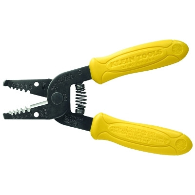 Klein Tools Standard Wire Stripper/Cutter, 6-1/4 in L, 10 AWG to 18 AWG Solid, Yellow Textured Handle