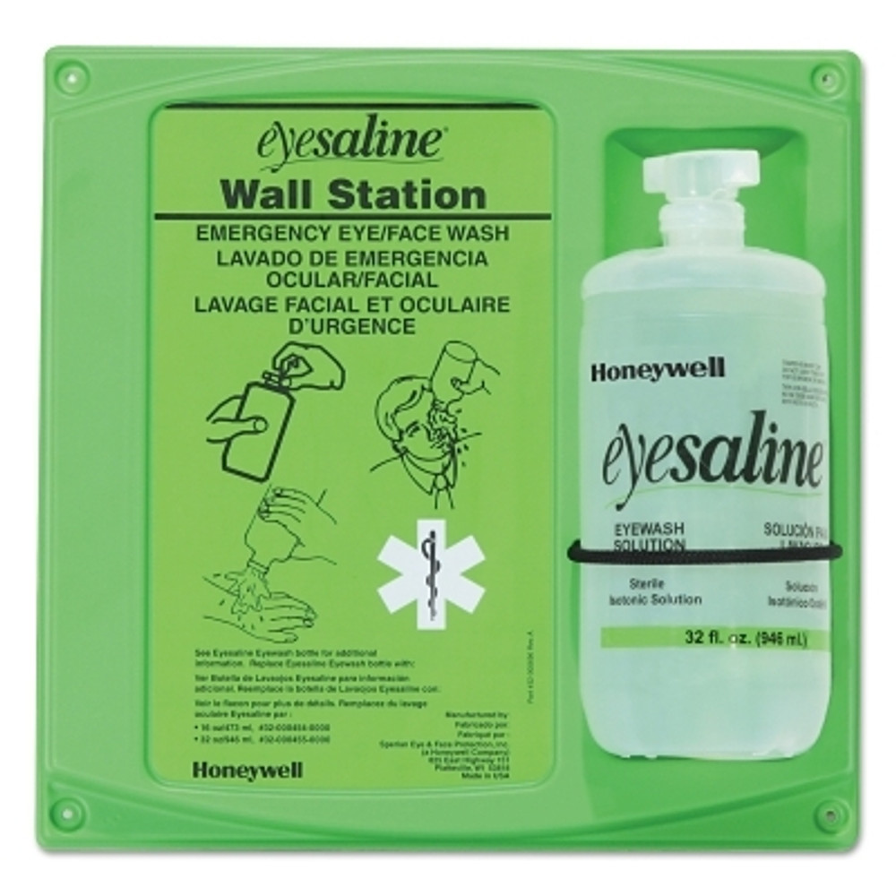 Honeywell Honeywell Eyesaline Eyewash Wall Station, 32 oz, Single Bottle