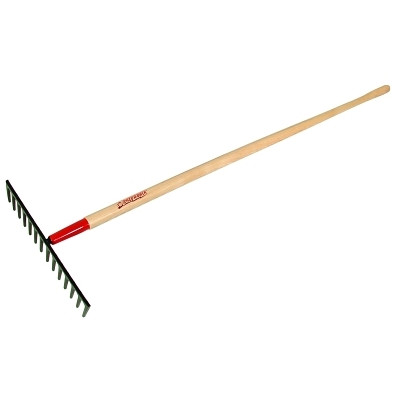 The AMES Companies, Inc. RAZOR-BACK® Level Rake for Gravel, 16 in W, Forged Steel, 14 Tine, 66 in American Hardwood Handle