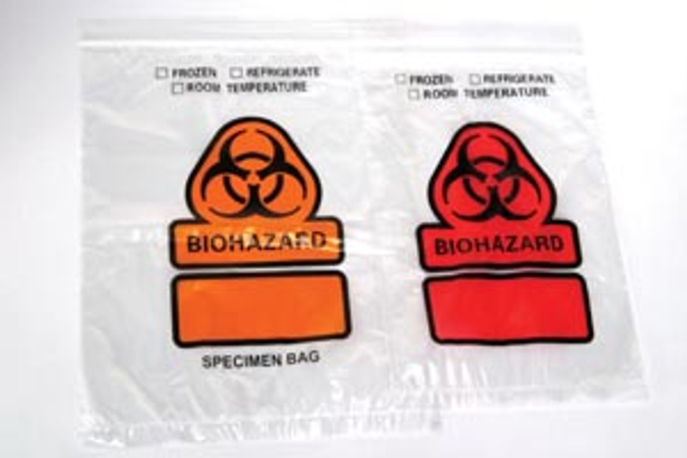 RD Plastics Co.  B26 Specimen Transport Bag, Printed BIOHAZARD, 8" x 10", 3 Wall, 1000/cs