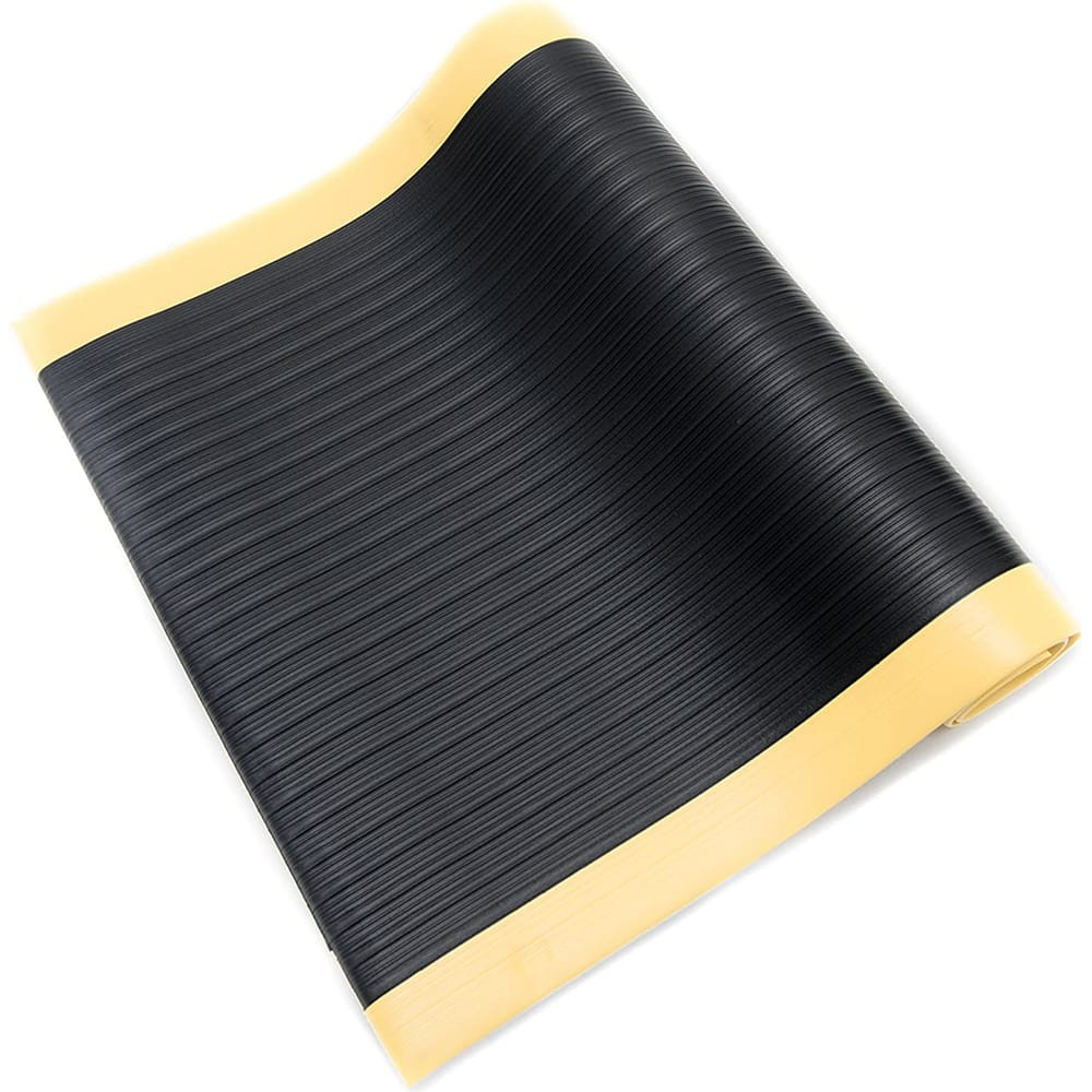 Bertech AFRB38-3X5BLKYB Anti-Fatigue Mat: 5' Length, 3' Wide, 3/8" Thick, Vinyl, Beveled Edge, Light-Duty