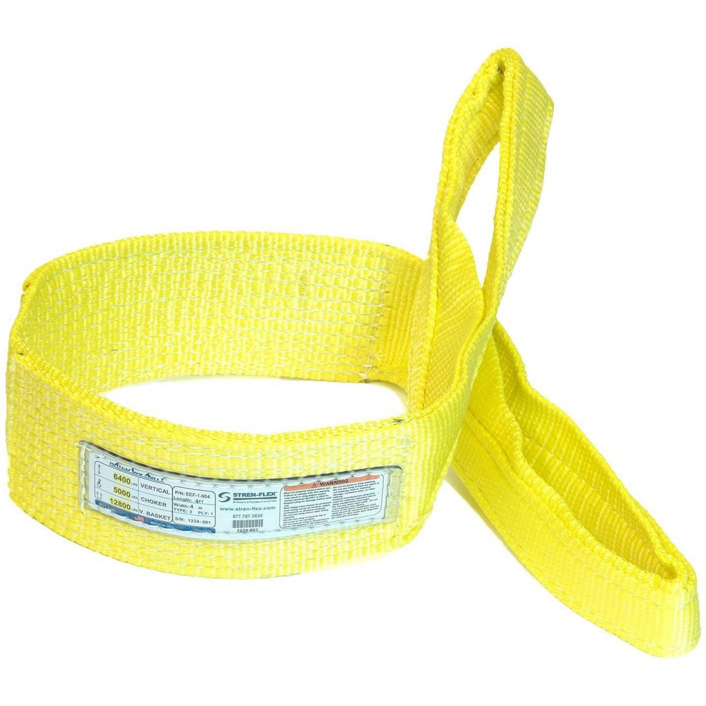 Stren-Flex EEF-2-904-20 Eye & Eye Sling: 4" Wide, 20' Long, 11,500 lb Vertical, 9,200 lb Choker, 23,000 lb Basket, Nylon