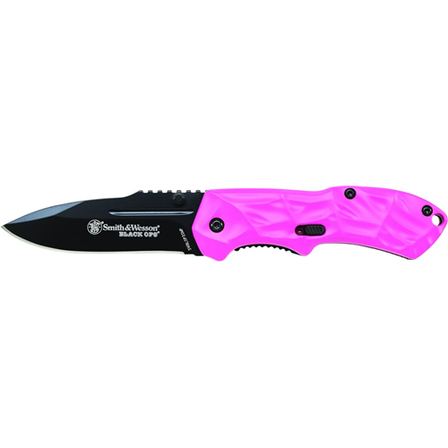Smith & Wesson SWBLOP3SMP Black Ops 3 Small Pink M.A.G.I.C. Assist Liner Lock Side Safety Aluminum Handle with Lanyard Hole and Pocket Clip