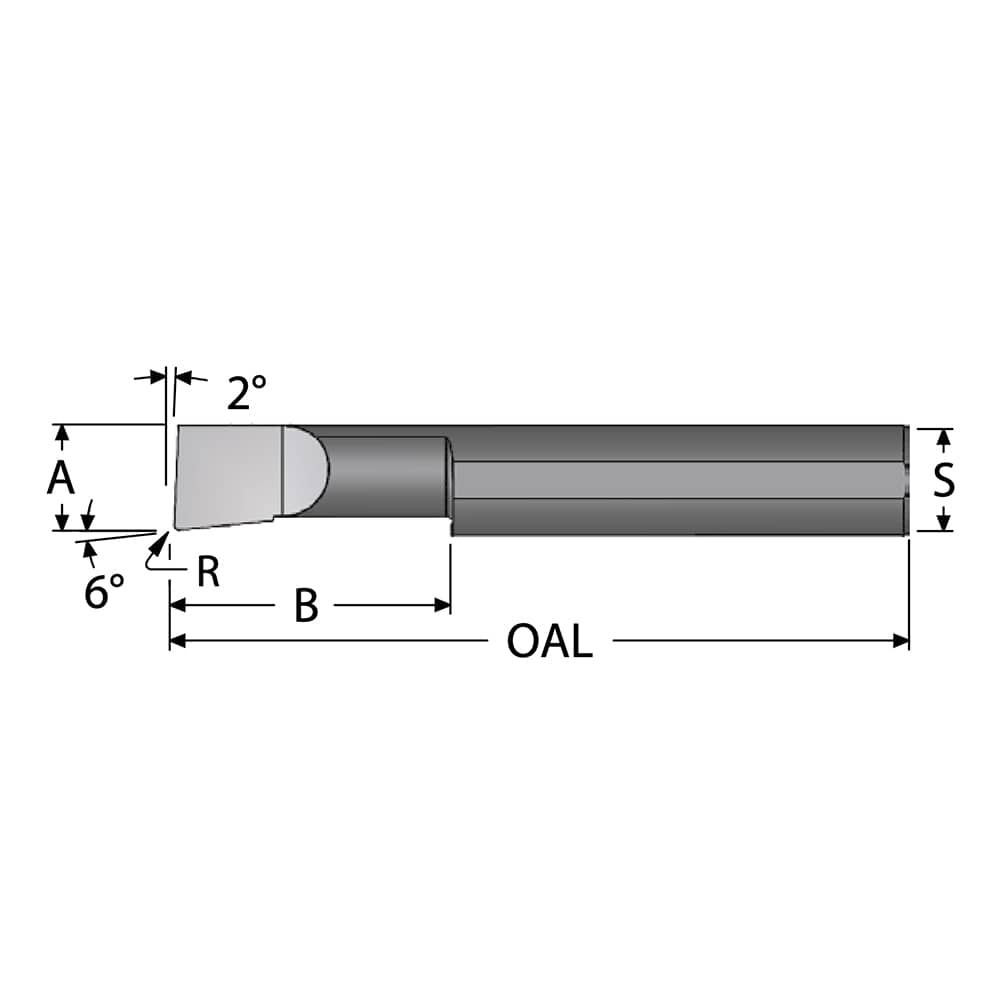 Scientific Cutting Tools B230900R Corner Radius Boring Bar: 0.23" Min Bore, 0.9" Max Depth, Right Hand Cut, Submicron Solid Carbide