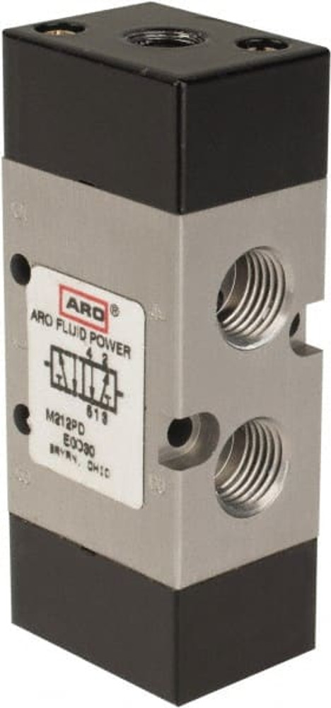 ARO/Ingersoll-Rand M212PS 1/4" Inlet x 1/4" Outlet, Pilot Actuator, Spring Return, 2 Position, Body Ported Solenoid Air Valve