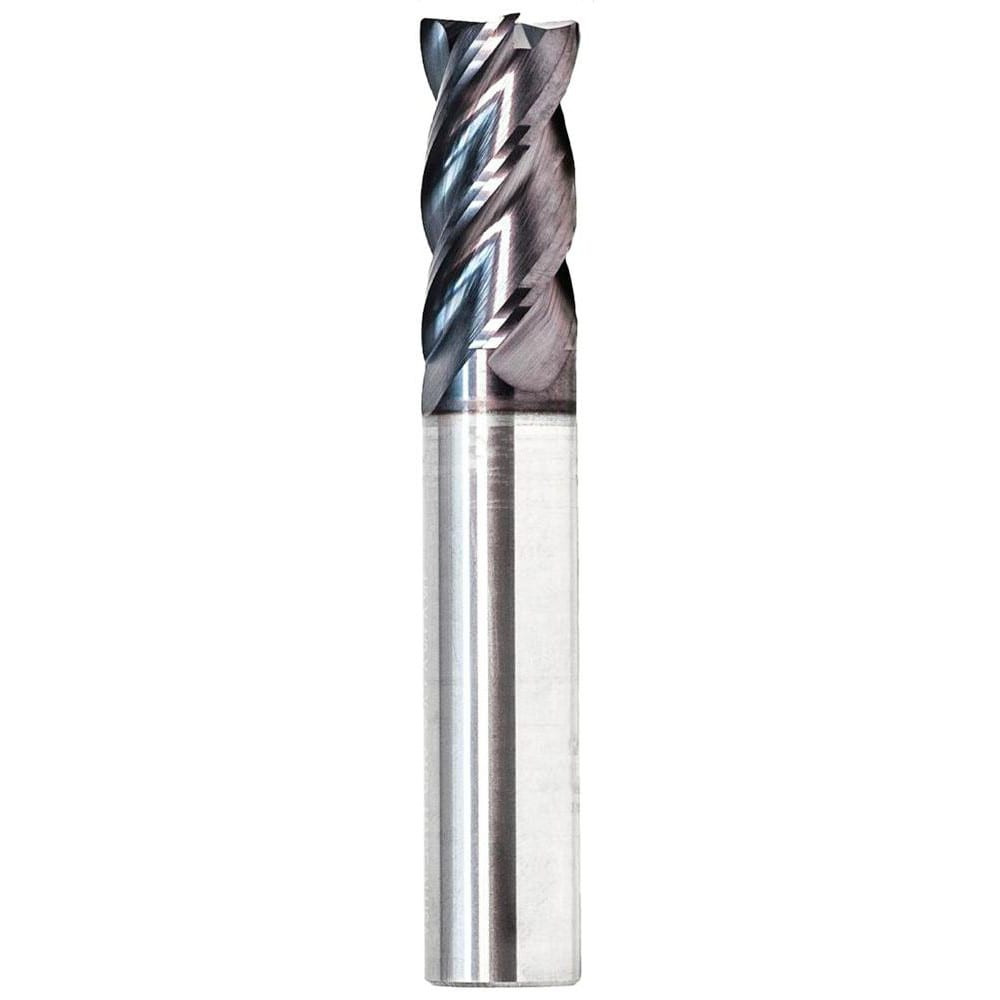 GWS 121522 Corner Radius End Mill: 1/4" Dia, 1-1/8" LOC, 0.015" Radius, 4 Flutes, Solid Carbide