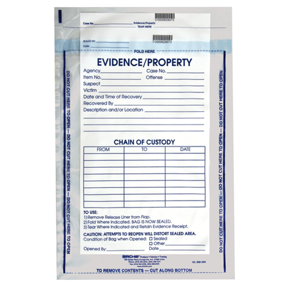 Sirchie IEB1200 Integrity Evidence Bag - 100 Pack