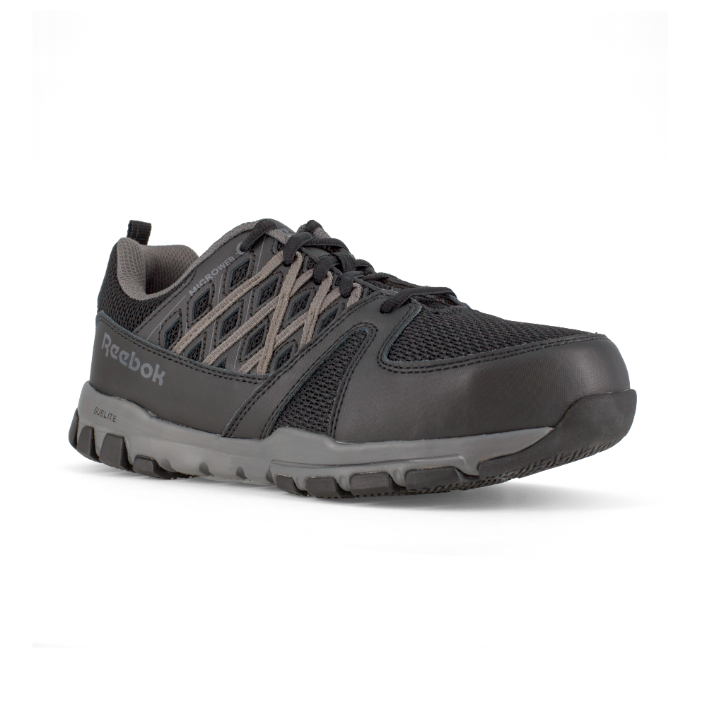 Reebok RB4016-M-10.0 Sublite Work Athletic Shoe w/ Steel Toe - Black/Gray