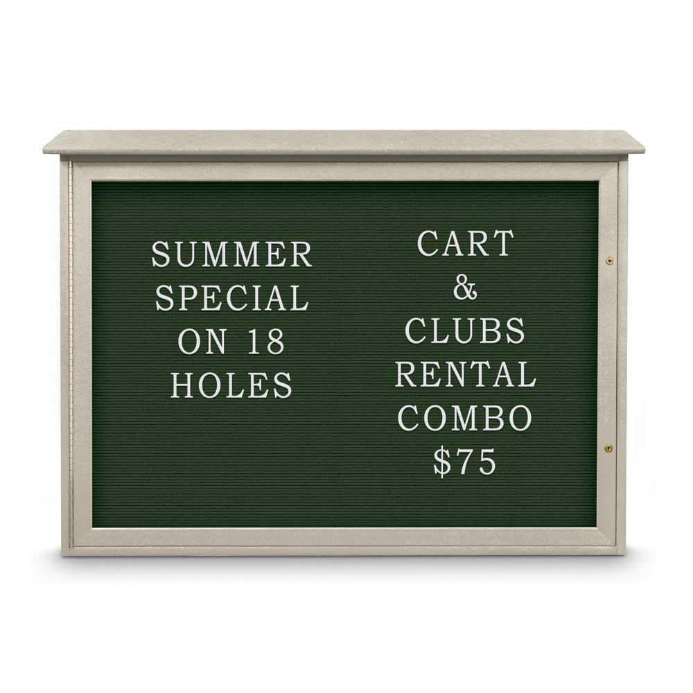 United Visual Products UVSD4836LB-LTGR Enclosed Letter Board: 48" Wide, 36" High, Fabric, Woodland Green