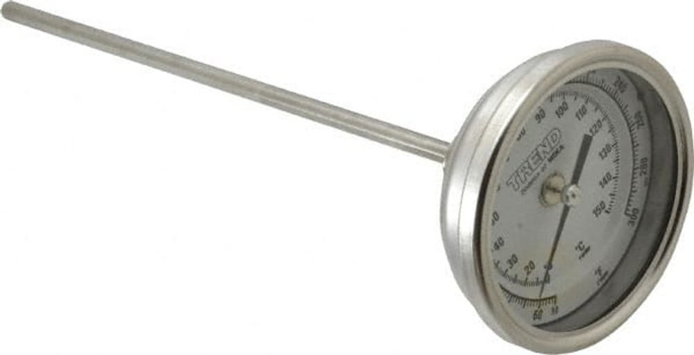 Wika 30090A008G4 Bimetal Dial Thermometer: 50 to 300 ° F, 9" Stem Length