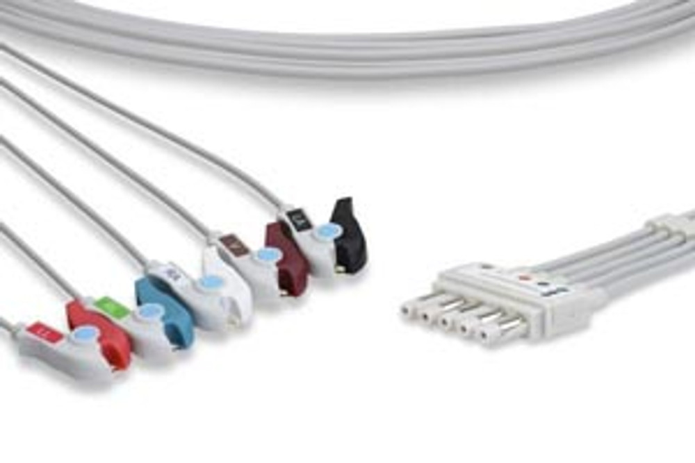Cables and Sensors  10025 ECG Leadwire 5 Leads Clip, Spacelabs Compatible w/ OEM: 700-0006-37 (DROP SHIP ONLY) (Freight Terms are Prepaid & Added to Invoice - Contact Vendor for Specifics)