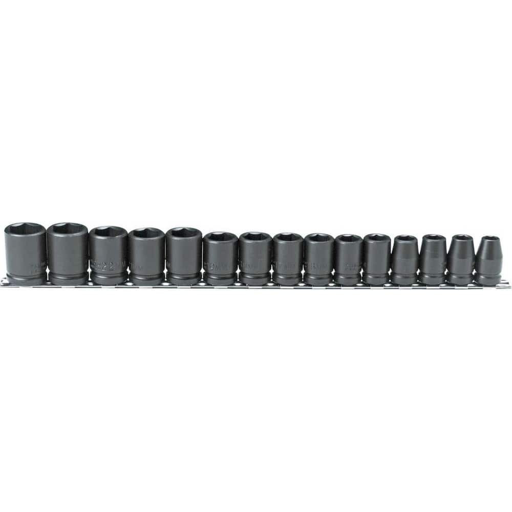 Proto J74204 Impact Standard Socket Set: 15 Pc, 1/2" Drive, 10.00 to 24.00" Socket