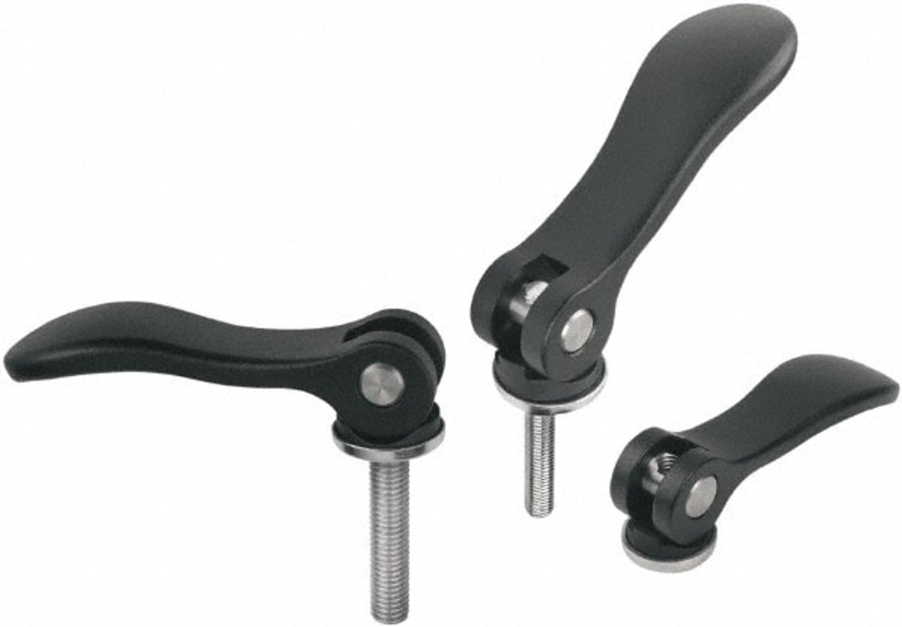 KIPP K0005.950110330 Threaded Stud Adjustable Clamping Handle: M3 Thread, Aluminum, Black