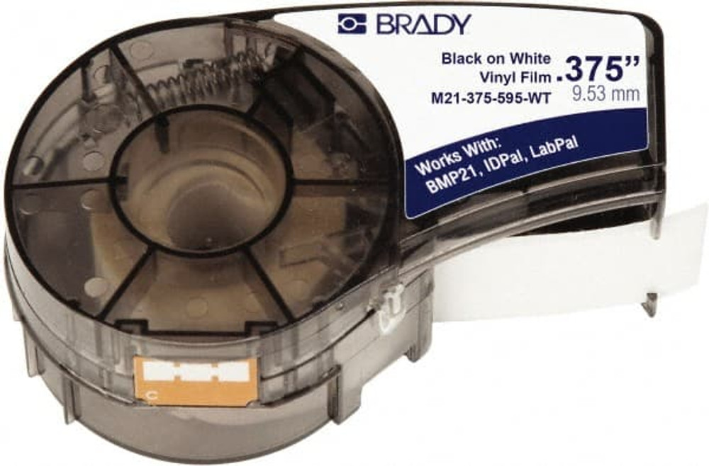 Brady 142800 Label Maker Label: White, Vinyl, 3/8" OAW