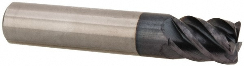 Accupro 545S3750030C11 Corner Radius End Mill: 3/8" Dia, 1/2" LOC, 45 deg Helix, AlTiN Finish, Corner Radius End, Centercutting