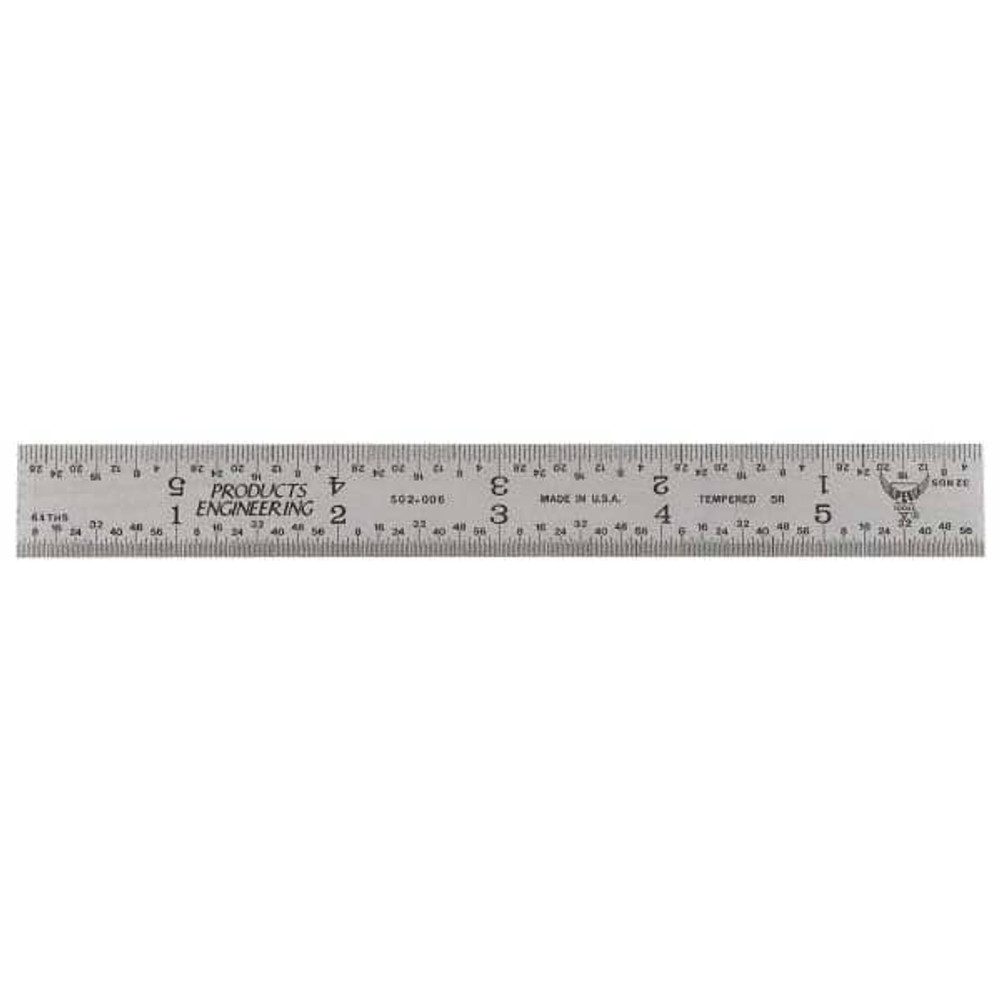 PEC Tools 502-018CT Steel Rule: 18" OAL, 5R Graduation, Rigid