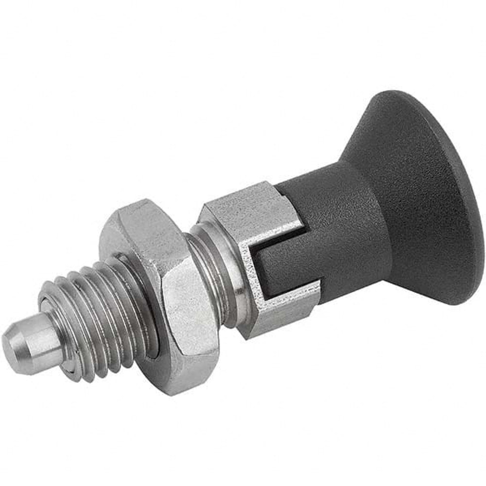 KIPP K0338.04105 M10x1, 15mm Thread Length, 5mm Plunger Diam, Hardened Locking Pin Knob Handle Indexing Plunger