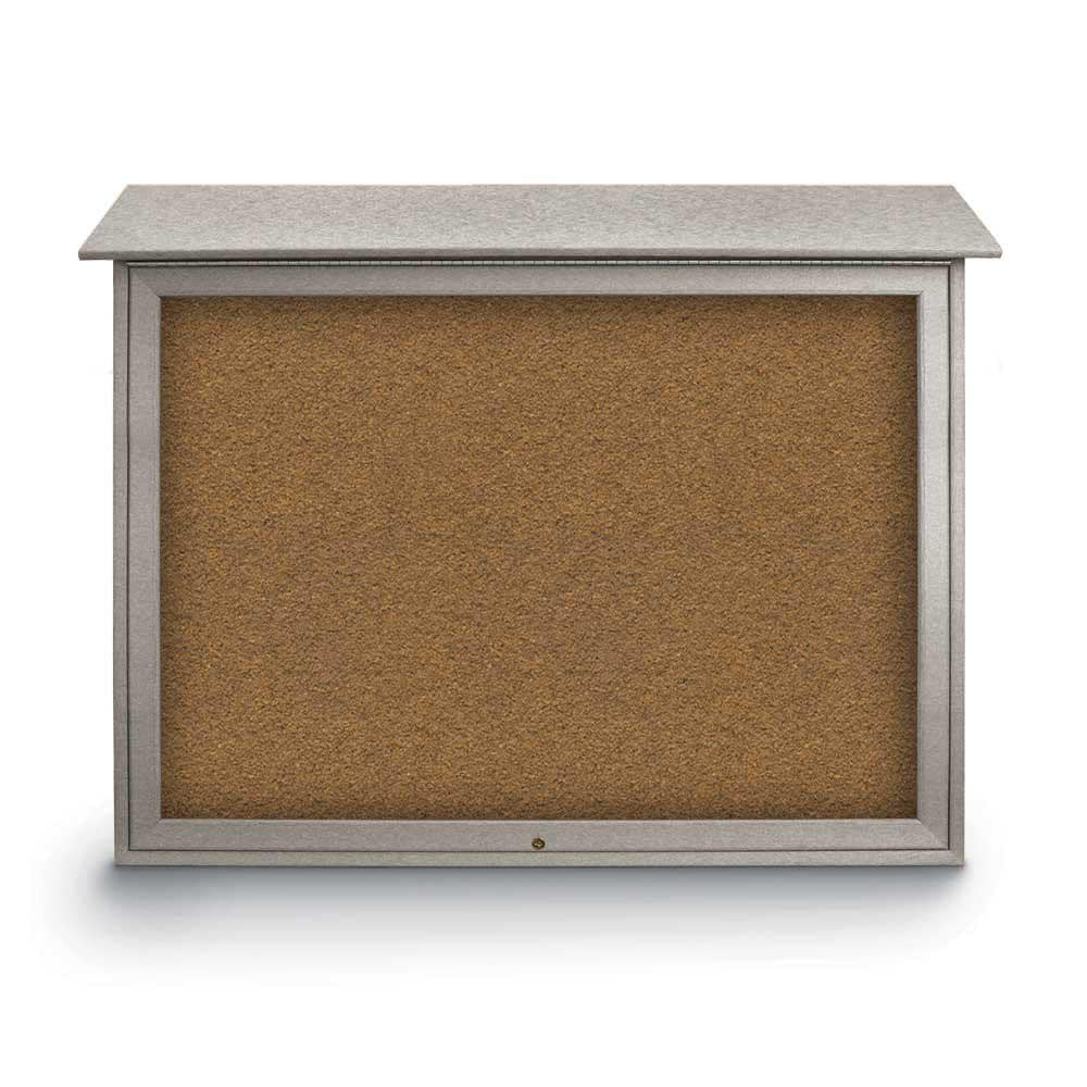 United Visual Products UVSDT4536-LTGRE Enclosed Bulletin Board: 45" Wide, 36" High, Cork, Tan