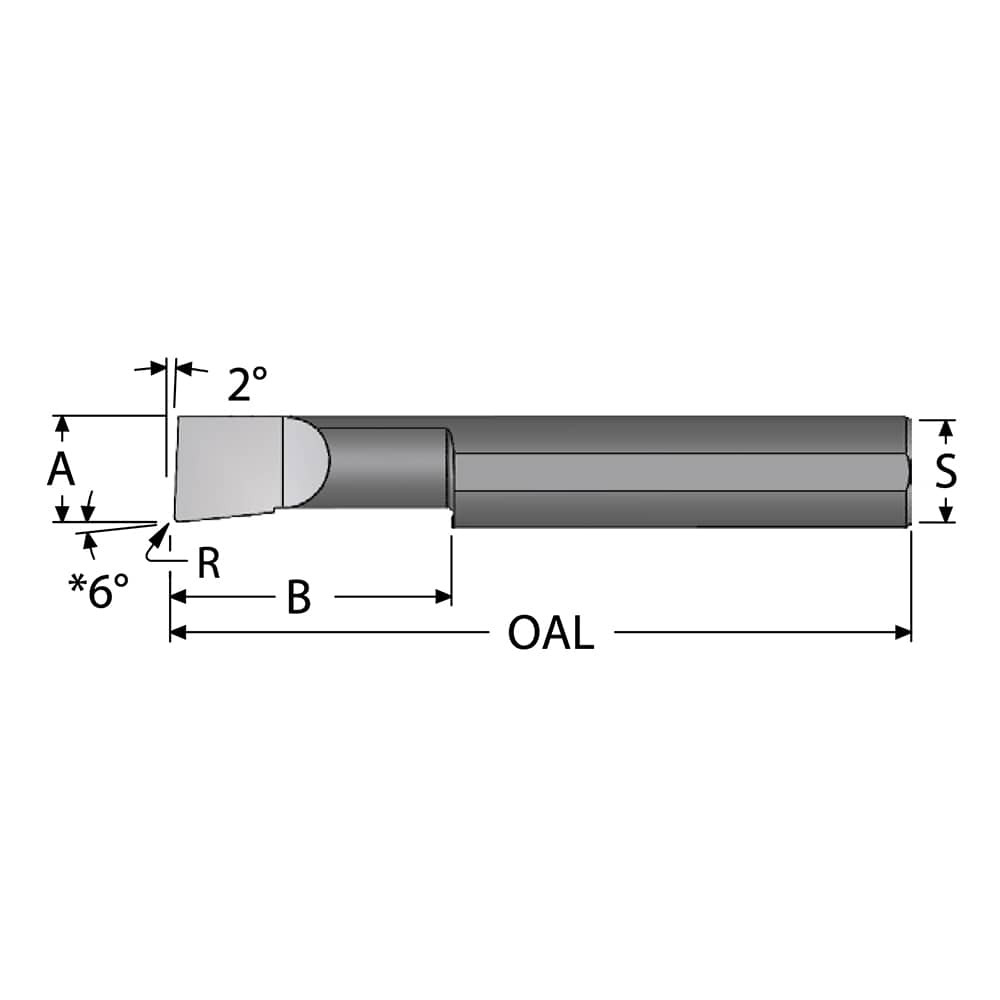 Scientific Cutting Tools B140700R Corner Radius Boring Bar: 0.14" Min Bore, 0.7" Max Depth, Right Hand Cut, Submicron Solid Carbide