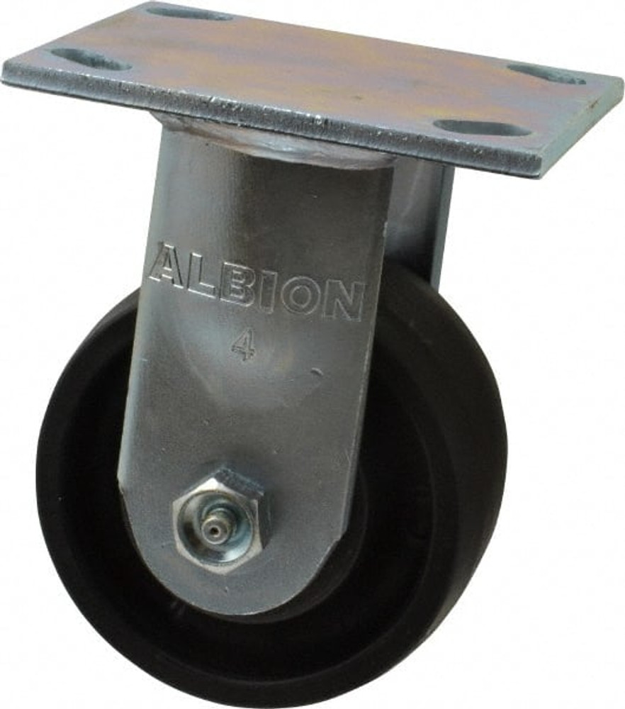 Albion 18NG04201R Rigid Top Plate Caster: Glass Filled Nylon, 4" Wheel Dia, 2" Wheel Width, 800 lb Capacity, 5-5/8" OAH